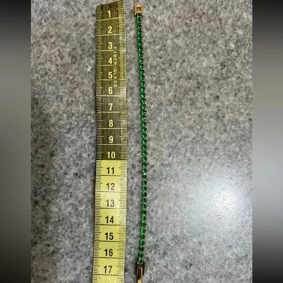 Zirconia Tennis 18K Gold Stainless Steel Waterproof Gold Gemstone Bracelet - Picture 10 of 11